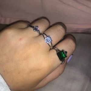 Three Beautiful Silver Rings with Stones
